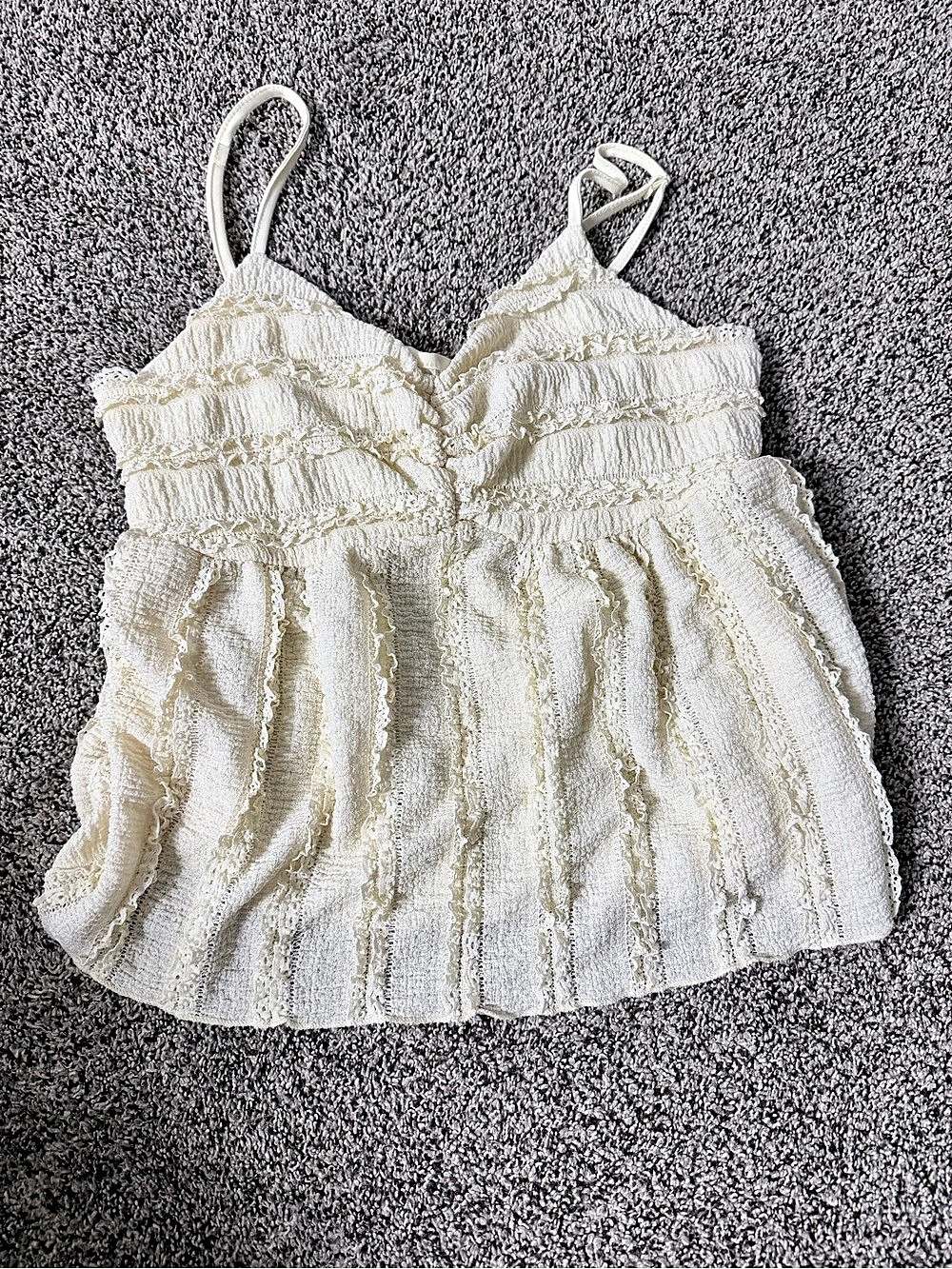 Soft Frill Square Neck Tank White